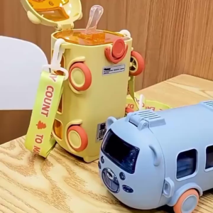 Botol Minum Mobil Bear 500ML / Botol Minum Anak Bus Beruang Free Tali Panjang / Botol minum Cipung