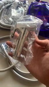 Jet Shower Bidet Cebok | Tombol On Off Selang Stainless 150cm | Kepala Chrome SILVER U5566 TEXAS