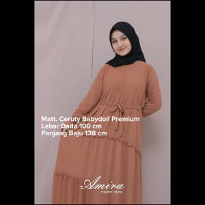 Nararaya Gamis Susun Canda Ceruty Babydoll Full Furing All Size LD 100