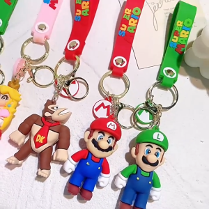 High Quality Car House Keychain Toy Gift Mario Luigi Characters Cartoon Games Kart Figure
