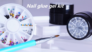 MODELONES Nail Art Rhinestone Decoration Set 2x5ml Glue Gel Wipe-Off Adhesive Resin Gems Jewelry Diamond Decoration with Dual-Use Picker Pen