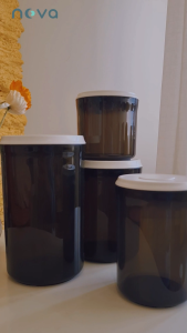 NOVA รุ่น PPBW (สีชา ฝาขาว) กระปุกเก็บนมผงสูญญากาศ ป้องกันความชื้น มด แมลง สำหรับใส่นมผง ขนม อาหาร