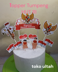 Topper / Hiasan Kue Tema Dirgahayu Kemerdekaan HUT RI 17 Agustus untuk Tumpeng
