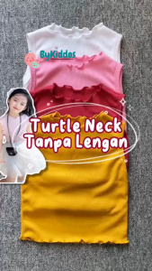 Bykiddos - (LOKAL) Baju Anak Perempuan Crop Top Tanpa Lengan / Atasan Leher Turtleneck Anak Perempuan / Gaya Korean