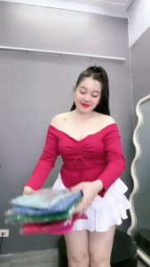 Áo Trễ Vai Tay Dài Sang Chảnh Có Dây Rút Tôn Vòng 1 Vải Thun Borip Co Giãn CÓ BIGSIZE A239