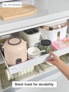 Kitchen Cabinet Expandable Storage Basket Spice Storage Basket Pull-out Bottle Rail Punchless Shelf