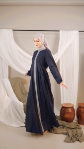 BAJU CANTIK REMAJA GAMIS DAILY OUTFIT NIBRAS NGO 02 NAVY DRESS CASUAL FRESH & YOUNGER