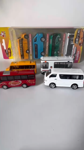 【TR TOY】HIACE&SCHOOL&POLICE& CITY BUS 1:64 ALLOY DIE -CAST CAR MODEL 4IN1 (9978)
