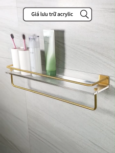 YissTiee Giá đựng đồ bằng acrylic màu vàng trong phòng tắm không thấm nước và không rỉ sét.Hai phương pháp lắp đặt có khả năng chịu tải mạnh.