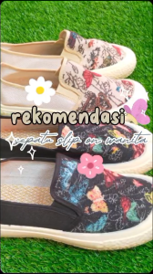 NW059 Sepatu Slip On Wanita Motif Kupu-Kupu