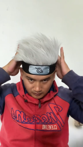 Topi wig anime konoha bulu korea premium topi rambut pria