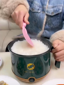 1.8L Multifunctional Electric Mini Cooking Pot: Household Dormitory Use Non-stick Double Layer Steamer Hot Pot Soup Noodle with Anti-Dry Protection