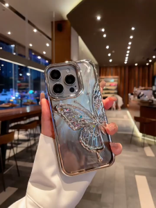 Casing Luxury Glitter Phone Case Butterfly Quicksand Transparent Case Untuk iPhone 15 14 13 12 11 Pro Max Case Mewah plating Gradient Glitter Pasir Hisap Dengan Pelindung casing