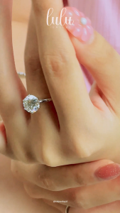Lulu Moissanite Jewelry - Perhiasan Wanita Cincin Solitaire Berlian Moissanite 1 Carat Lapis Emas 18K - Luna Classic Solitaire Round Cut 6 Claw Moissanite Ring 05CT/1CT/2CT/3CT Sertifikat GRA
