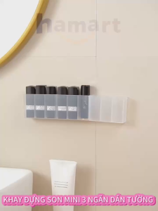 Khay Đựng Son Môi Mini 3 Ngăn Dán Tường Hộp Trong Suốt Gắn Cánh Tủ Treo Đồ Trang Điểm Để Mỹ Phẩm