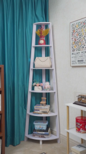 4/5/6 layers solid wood corner rack living room trapezoidal multi-layer storage rack bedroom floor standing storage rack