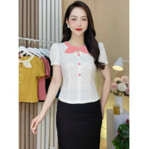💥[HĐT] Áo sơ mi kiểu nữ peplum cổ tròn VẠT NHỌN TAY BÈO có chun eo giấu bụng hiệu quả - L2M