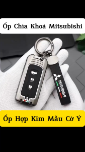 Ốp Chìa Khóa Xe Mitsubishi Xpander Xforce Outlander Attrage Pajero Sport Triton Hợp Kim Cao Cấp Mẫu Dây Logo Móc Khóa