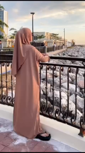 Abaya Set Hijab Gamis Syarii Model Terbaru 2024 Bahan Jersey Premium Jumbo M L XL/gamis polos adem viral gratis pashmina