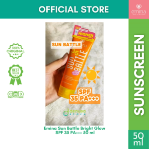 Emina Sun Battle Bright Glow SPF35 PA+++ 50ml Sunscreen Serum Amino Vitamin C Cerah Ringan Hydrating