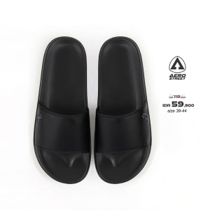 Aerostreet 39-44 Jakco Hitam Hitam - Sandal Selop Pria Wanita BAAAA