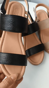 Giày xăng đan nữ đế xuồng da bò thật cao cấp VI VI đế cao 6 phân êm nhẹ