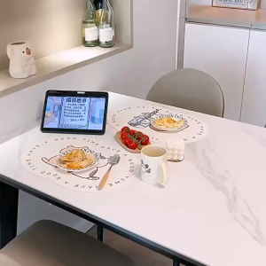 แผ่นรองจานหนังPU ที่รองจาน แผ่นรองแก้ว กันร้อน กันลื่น กันกระเด็น