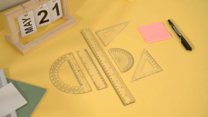 Plastic Transparent Ruler 4 Pcs Plastic Clear Ruler Math Set Includes Protractor Triangle Rulers Straight Ruler for School Office Home Supplies Drafting Ruler Geometry Ruler Measuring Tool