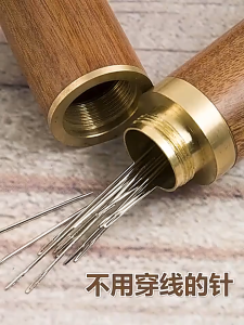 12Pcs Blind Elders Self-Threading Hand Needles Stainless Steel Sewing Needles for Knitting Crafting Side Hole Needles with Case Household Sewing Tools
