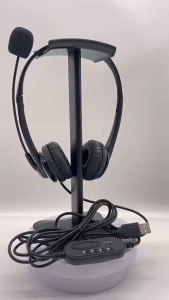 ชุดหูฟังคอมพิวเตอร์ขนาด 3.5 มม. พร้อมไมโครโฟนตัดเสียงรบกวน หูฟังแบบสวมศีรษะ ชุดหูฟังคอลเซ็นเตอร์แบบมีสายสำหรับศูนย์บริการทางโทรศัพท์ธุรกิจ