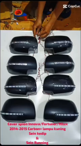 COVER SPION TUTUP SPION INNOVA LAMA/OLD BARU/NEW GRAND NEW INNOVA BARONG 2004 - 2015 COVER SPION FORTUNER 2004-2010 HILUX 2004-2014 MODEL TEMPEL + LAMPU KECIL CARBON & HITAM LAMPU RUNNING & KEDIP