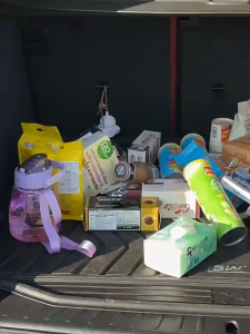 Hộp đựng đồ để cốp xe ô tô có thể gấp gọn hộp đựng đồ camping hoạ tiết dễ thương size 43cm