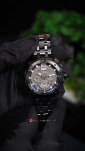 Jam Tangan Pria Expedition Chronograph EXP EX 6402 BCBIPGR Grey Dial Black Stainless Steel Strap