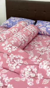 Bed Cover Set Sprei Popy Lilac Pink - Ukuran Lengkap 90x200 - 200x200 - Fankay