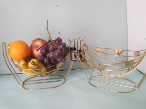 Keranjang Buah Unik Mewah Stainles Gold Emas Model Sabit B02 / Bistro / Stainless