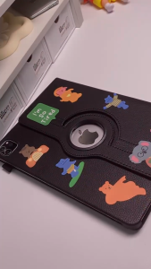 Chanks น้องหมีน่ารัก เครื่องหนัง air7 2025 11 Air6 pro11 2024 เคส for ipad gen11 10 2022 air4 5 10.9 gen 9 8 7 10.2 case การหมุน 360