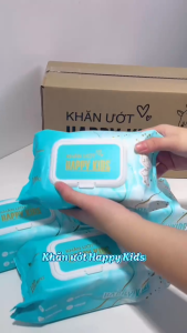 Khăn ướt Happy Kids gói 100 tờ không mùi không parabens chuyên dùng cho em bé