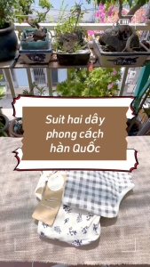 Bodysuit cotton 2 dây họa tiết phong cách Hàn Quốc cho bé gái