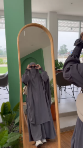 MINA SET ABAYA + FRENCH KHIMAR SEMI INSTAN