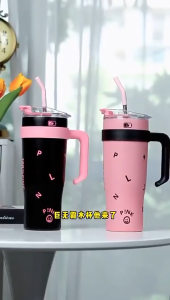 1200ML Water Bottle Thermos Flask With Straw Coffee Cup Tumbler Botol Air Tahan Sejuk