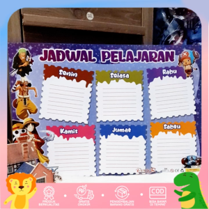 Poster Dinding Edukasi Anak & Jadwal Pelajaran Gambar Karakter