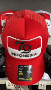 Topi Trucker Hat Premium Pria Wanita Merah putih logo Dirgahayu Topi Karnaval Hut Kemerdekaan 79 COD