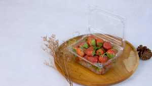 Mika Buah Strawberry Box Plastik Stroberi Buah Segar Anggur Kotak Kue Transparan Isi 50 Pcs