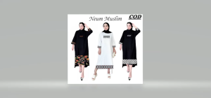 Neum Muslim Tunik Long Terbaru Motif Batik Variasi Combi Kulitas Premium Katun No 1 Super Lembut Knito