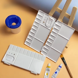 20 Grids Foldable Palette Portable Plastic Watercolor Palette Painting Mixing Palette Case