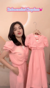 Setelan Anak Perempuan Crop Top Kerut + Pants Wide Leg Motif Polos