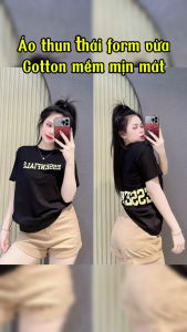 Áo Thun Thái Nữ [Mã A81] Form Vừa 40~60kg Chữ Dập 2 Mặt Cotton Mềm Mịn Mát [ESSENFIALS]