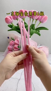 100pcs Colorful Dense Fuzzy Wire Pipe Cleaner Craft Flower Chenille Stem Childrens Handmade DIY Ingredients Wool Strip Macaron Handmade Toy