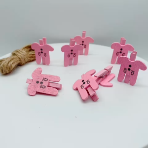 Sét 10 kẹp gỗ hồng trang trí tiệc trẻ em tặng 2 mét dây thừng size 3x 2.6x0.4cm