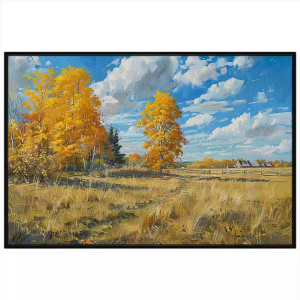 Tranh phong cảnh trời xanh mây trắng mùa thu vàng levitantranh treo tường dán tườngCGI-879